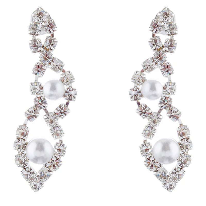 Bridal Wedding Jewelry Set Elegant Pearl & Rhinestone